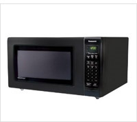 Product review of black microwave oven.