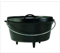 Product display of lodge camp dutch oven.